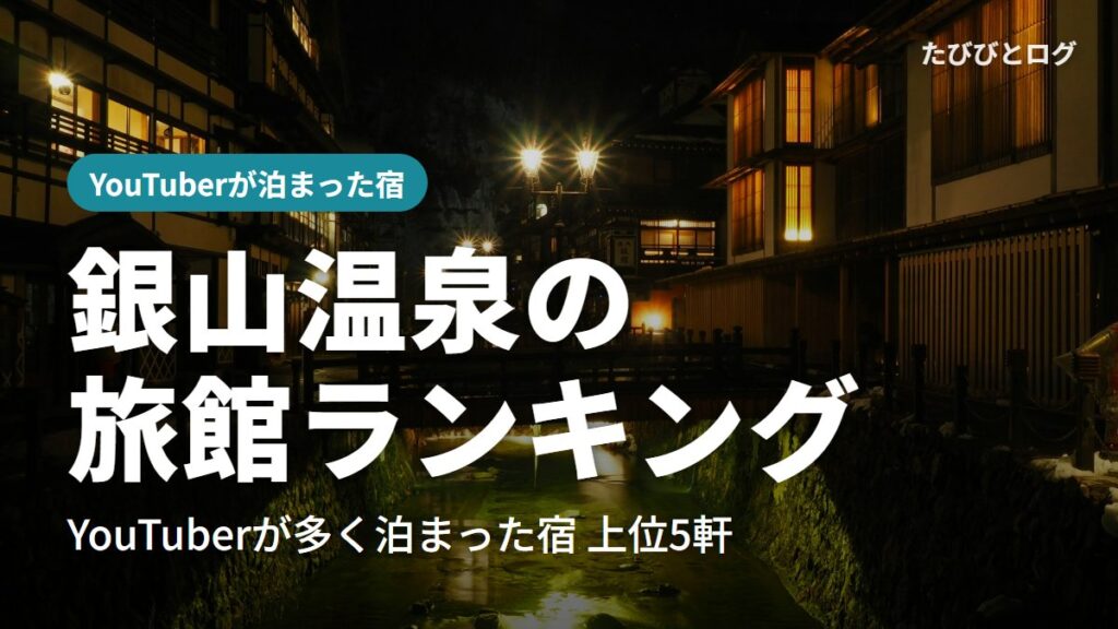 夜の銀山温泉。ガス灯に照らされた銀山川と橋