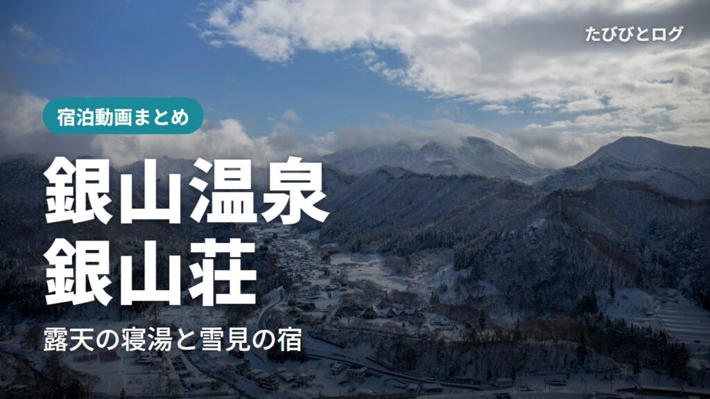 雪に覆われた山形の山並みと谷あいの集落